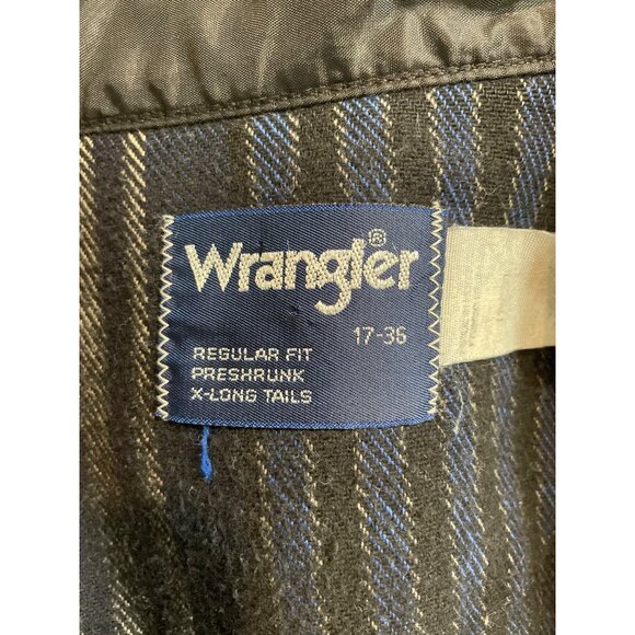 Wrangler X-Long Tails Men's Shirt Pearl Snap Long Sleeve 17 x 36 Black Blue - Picture 7 of 8